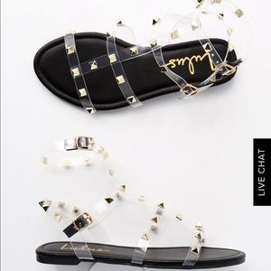 Lulu’s Studded Lucite Gladiator Sandals